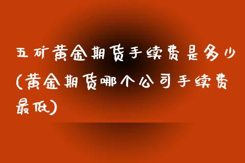 五矿黄金期货手续费是多少(黄金期货哪个公司手续费最低)_https://www.dai-osaka.com_股票资讯_第1张