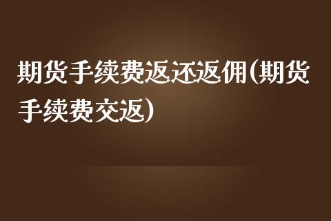 期货手续费返还返佣(期货手续费交返)_https://www.dai-osaka.com_原油期货_第1张