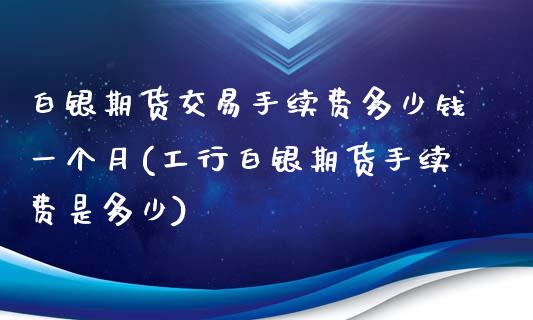 白银期货交易手续费多少钱一个月(工行白银期货手续费是多少)_https://www.dai-osaka.com_股指期货_第1张