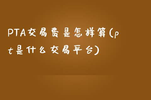 PTA交易费是怎样算(pt是什么交易平台)_https://www.dai-osaka.com_股指期货_第1张