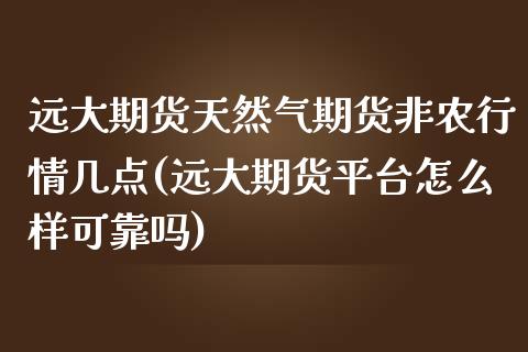 远大期货天然气期货非农行情几点(远大期货平台怎么样可靠吗)_https://www.dai-osaka.com_国内期货_第1张