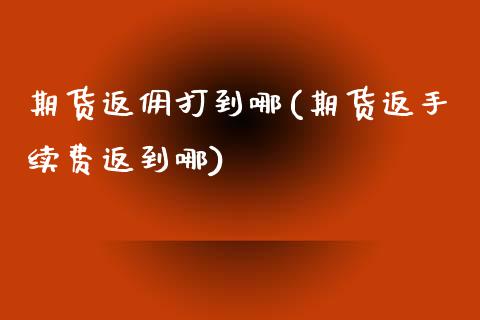 期货返佣打到哪(期货返手续费返到哪)_https://www.dai-osaka.com_恒生指数_第1张