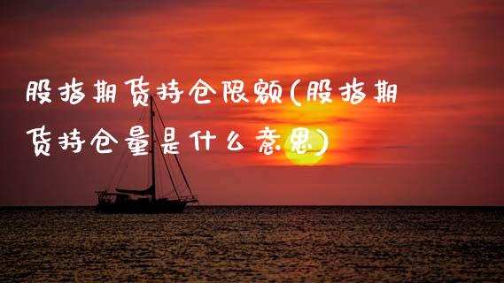 股指期货持仓限额(股指期货持仓量是什么意思)_https://www.dai-osaka.com_黄金期货_第1张