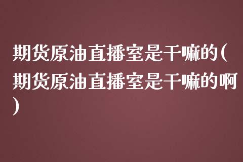 期货原油直播室是干嘛的(期货原油直播室是干嘛的啊)_https://www.dai-osaka.com_恒生指数_第1张