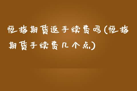 恒指期货返手续费吗(恒指期货手续费几个点)_https://www.dai-osaka.com_原油期货_第1张