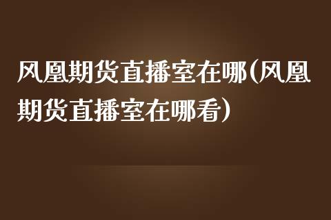 风凰期货直播室在哪(风凰期货直播室在哪看)_https://www.dai-osaka.com_原油期货_第1张