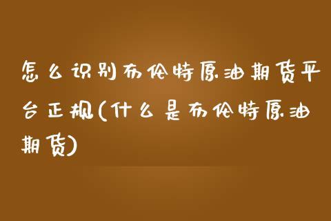 怎么识别布伦特原油期货平台正规(什么是布伦特原油期货)_https://www.dai-osaka.com_国内期货_第1张