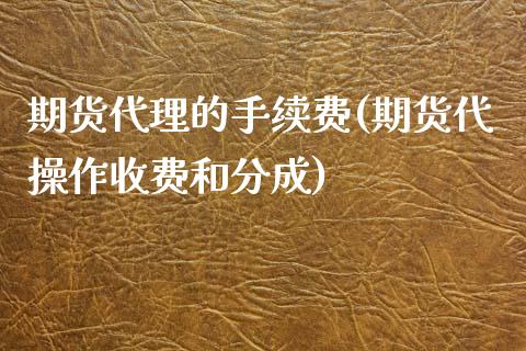 期货代理的手续费(期货代操作收费和分成)_https://www.dai-osaka.com_国内期货_第1张