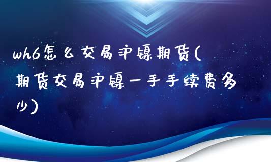 wh6怎么交易沪镍期货(期货交易沪镍一手手续费多少)_https://www.dai-osaka.com_外汇资讯_第1张