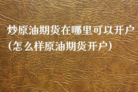 炒原油期货在哪里可以开户(怎么样原油期货开户)_https://www.dai-osaka.com_外汇资讯_第1张