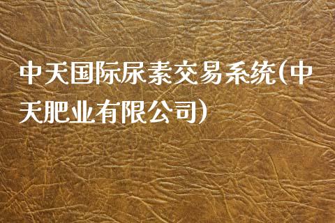 中天国际尿素交易系统(中天肥业有限公司)_https://www.dai-osaka.com_股票资讯_第1张