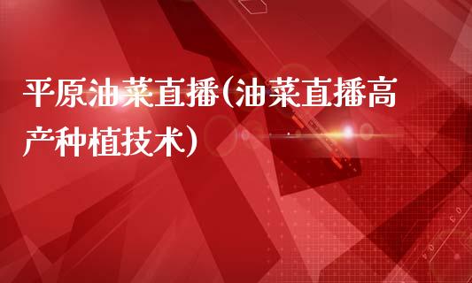 平原油菜直播(油菜直播高产种植技术)_https://www.dai-osaka.com_国内期货_第1张