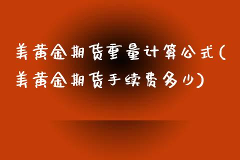 美黄金期货重量计算公式(美黄金期货手续费多少)_https://www.dai-osaka.com_外汇资讯_第1张