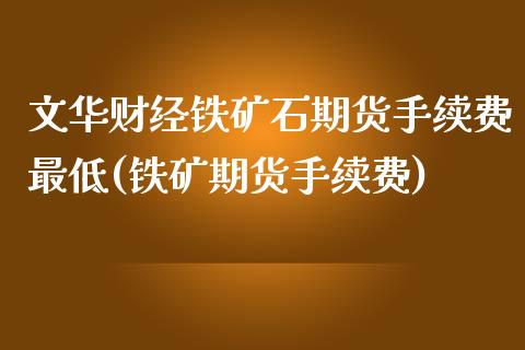 文华财经铁矿石期货手续费最低(铁矿期货手续费)_https://www.dai-osaka.com_股指期货_第1张