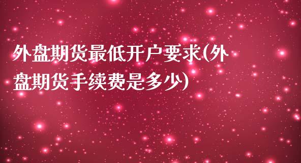 外盘期货最低开户要求(外盘期货手续费是多少)_https://www.dai-osaka.com_恒生指数_第1张