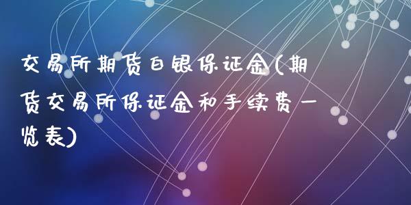 交易所期货白银保证金(期货交易所保证金和手续费一览表)_https://www.dai-osaka.com_黄金期货_第1张